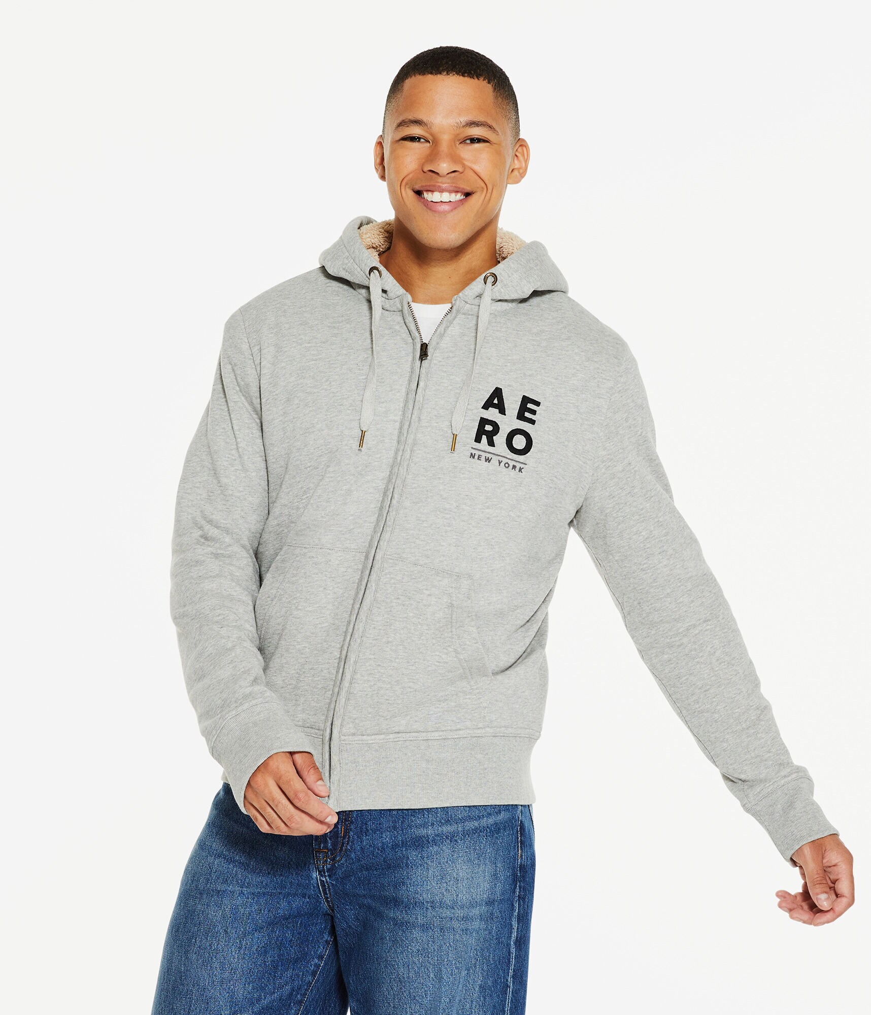 Aero New York Sherpa-Lined Full-Zip Hoodie