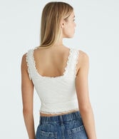 Floral Lace Scoop-Neck Cropped Tank