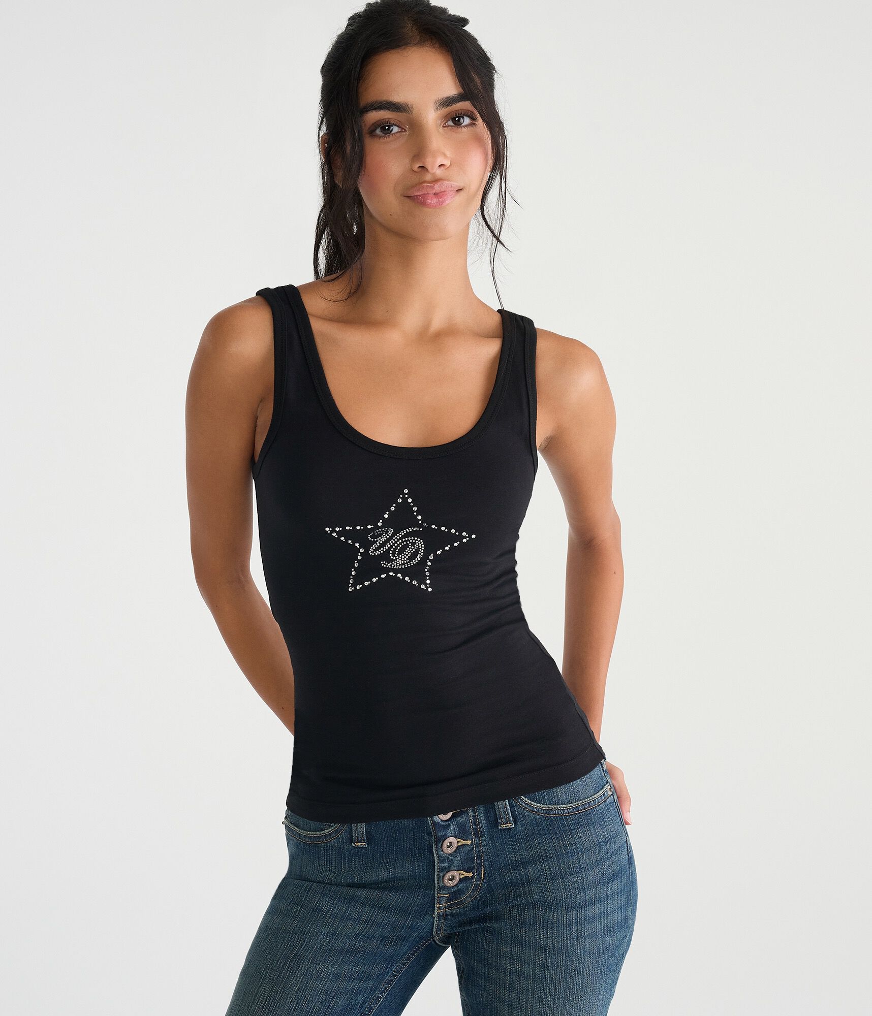 Von Dutch Rhinestone Star Tank Top