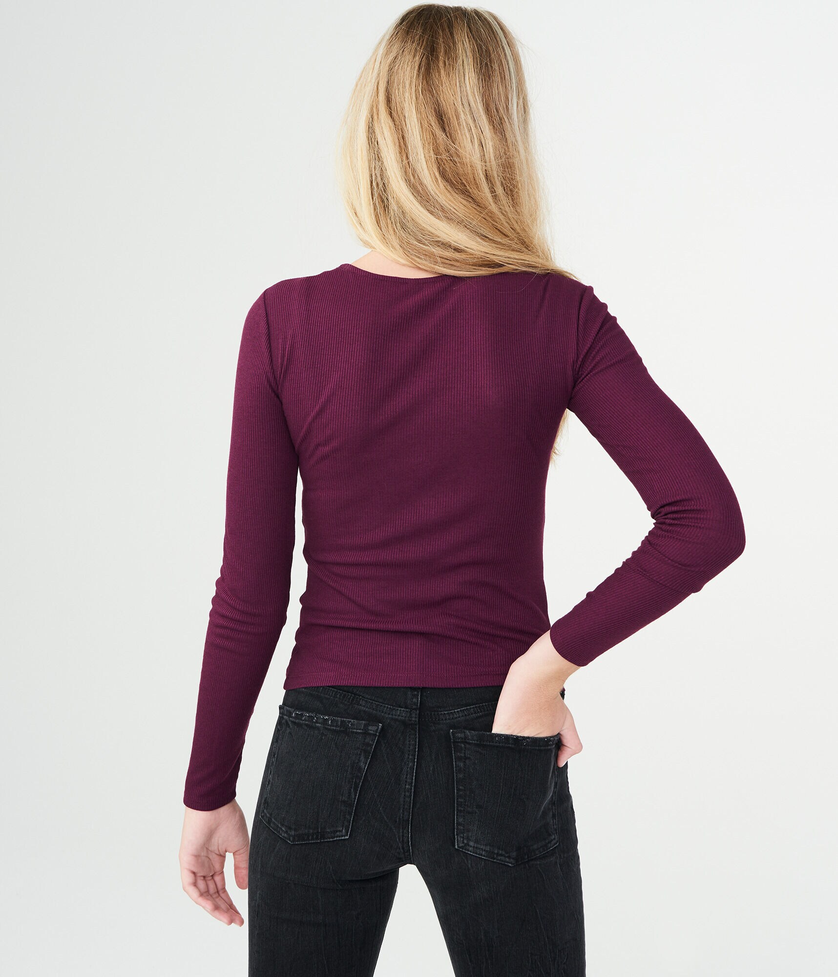 Long Sleeve Solid Lace-Up Bodycon Top