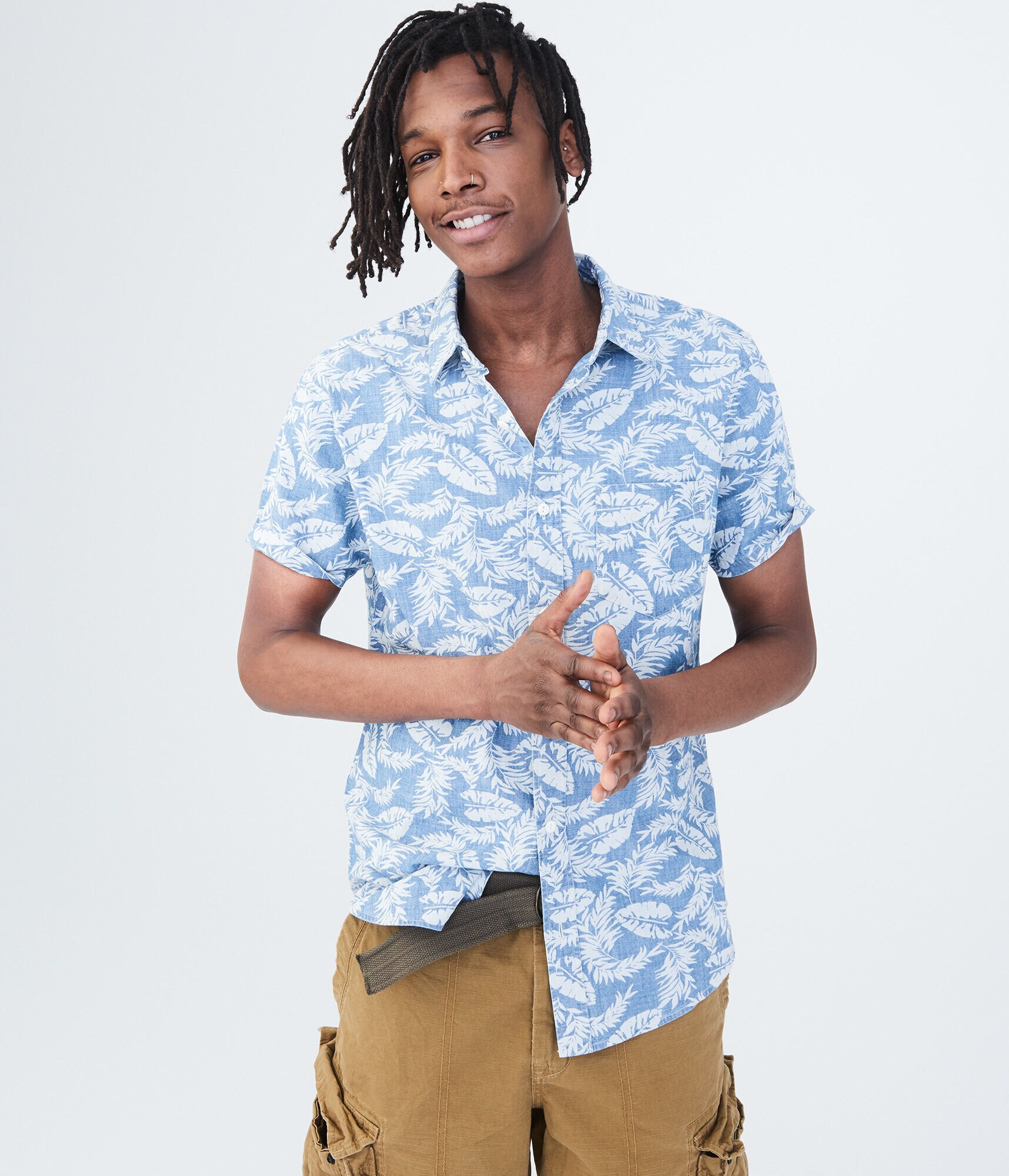 Tropical Chambray Woven Shirt