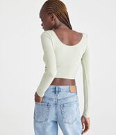 Long Sleeve Seamless Wear 3 Ways Crop Top