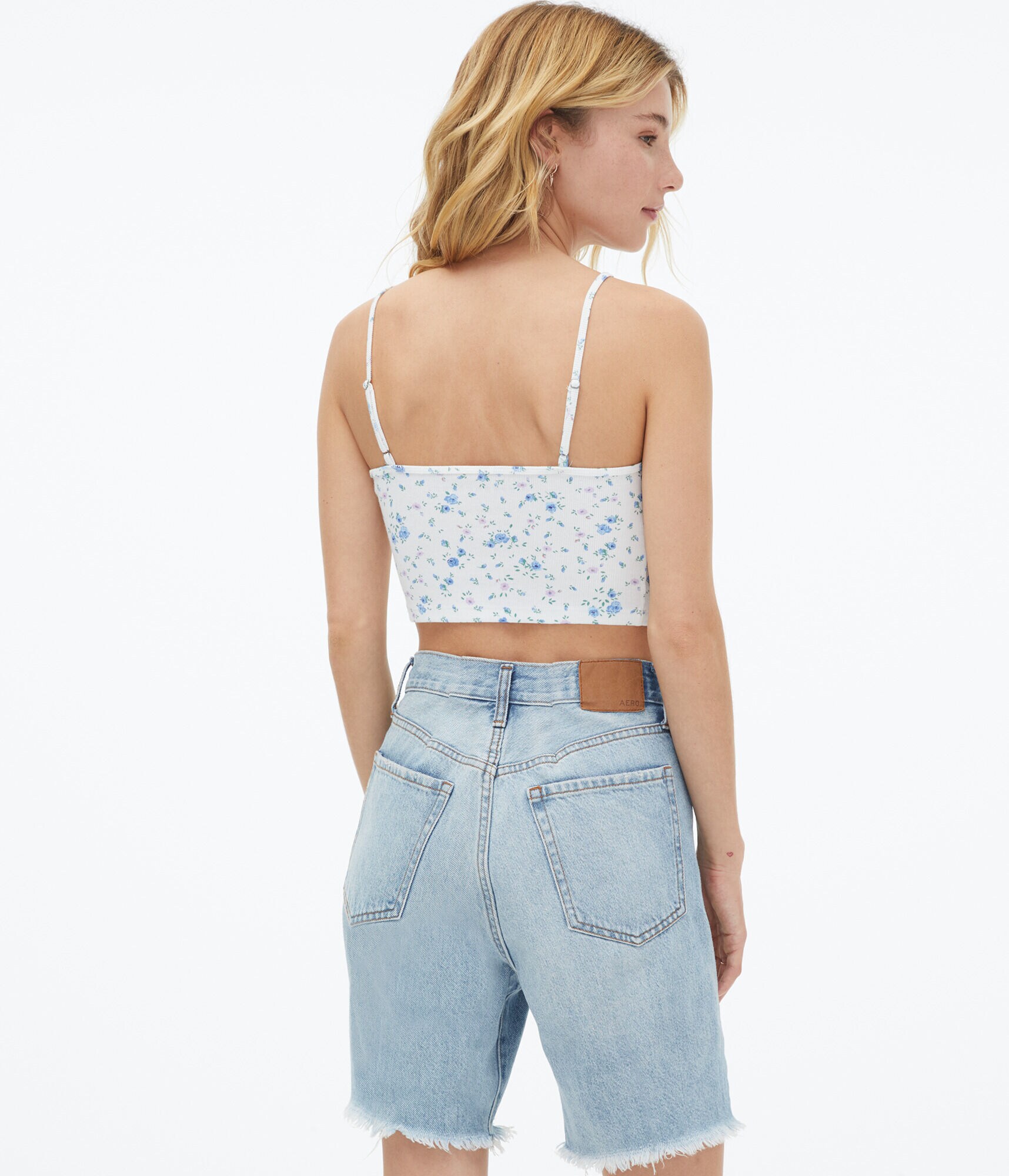Floral Y2K Lace-Trim Cropped Cami