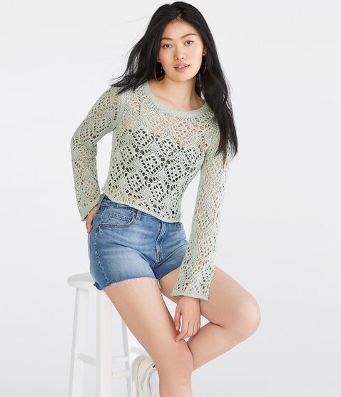 Open-Knit Cropped Sweater Open-Knit Cropped Sweater
