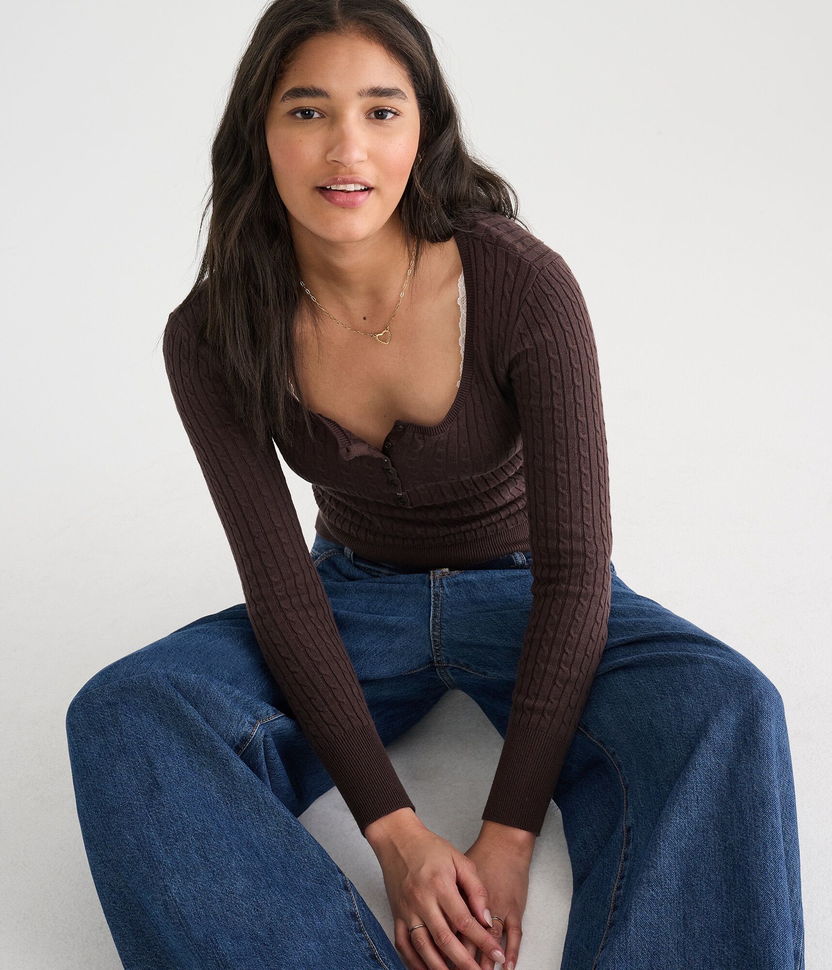 D&eacute;j&agrave; For Aero Long Sleeve Cable Henley