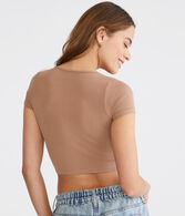 Seriously Soft Cropped Notch-Neck Tee