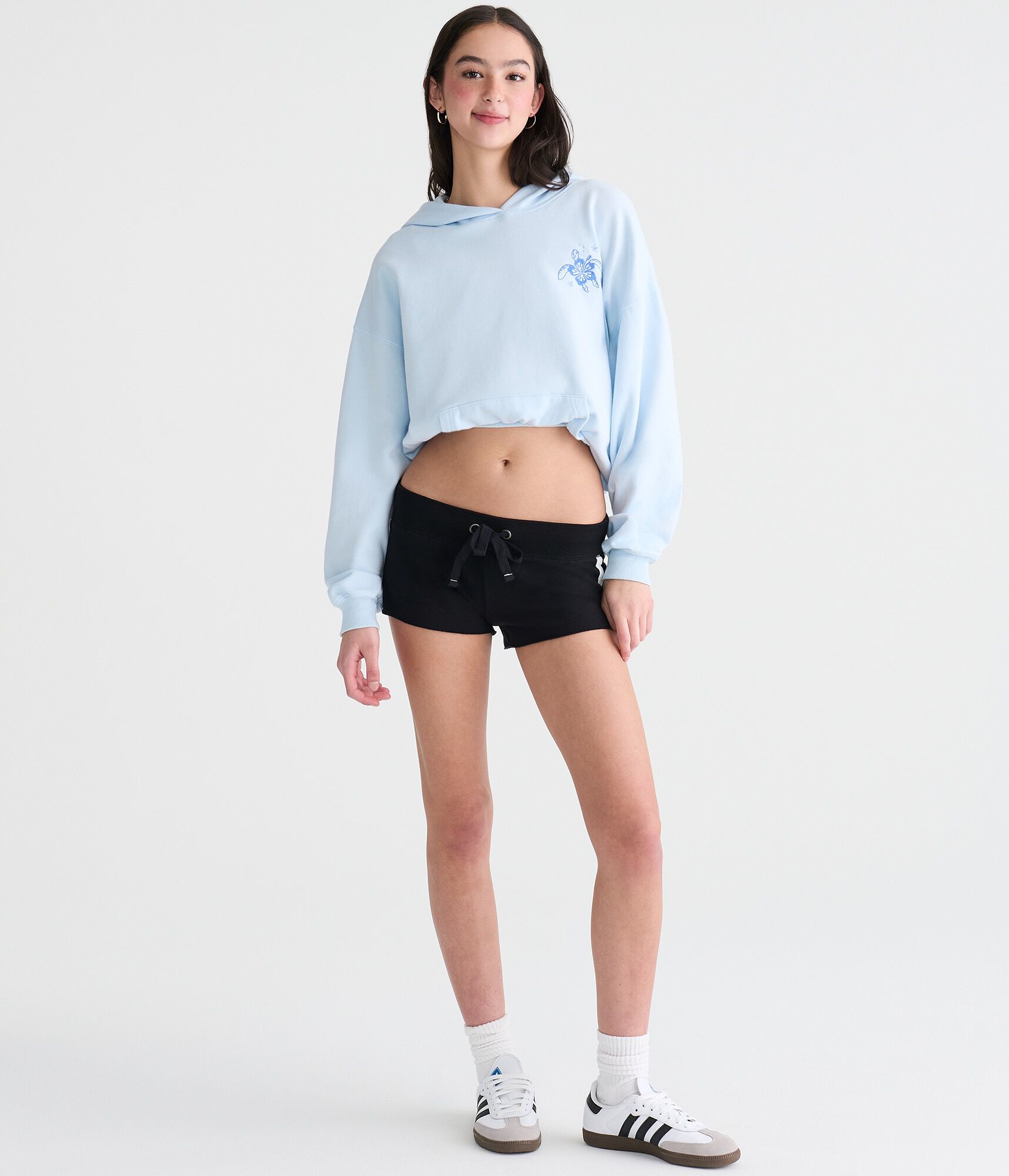 Aeropostale Striped Heritage Low-Rise Fleece Shorts