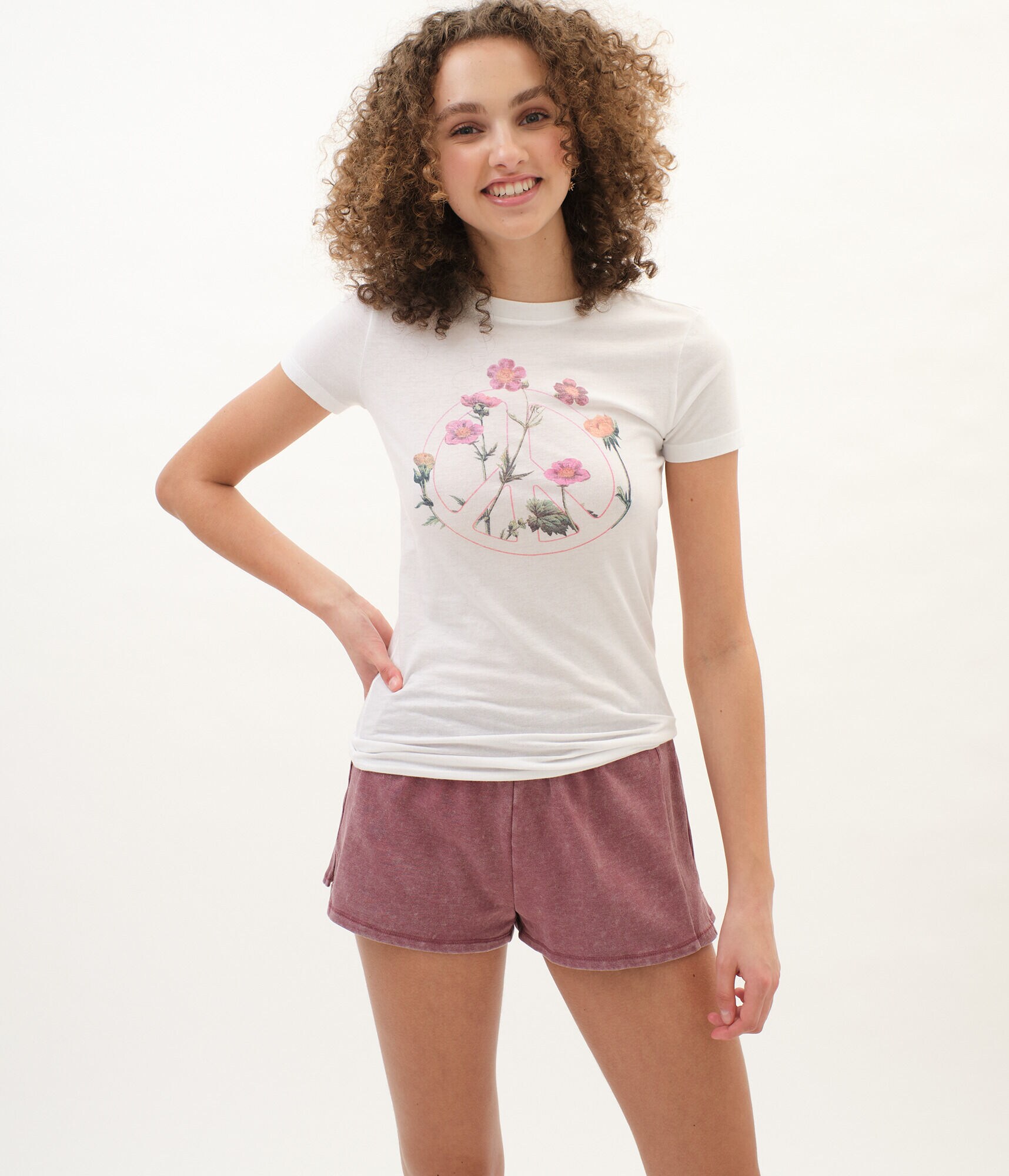 Floral Peace Sign Graphic Tee