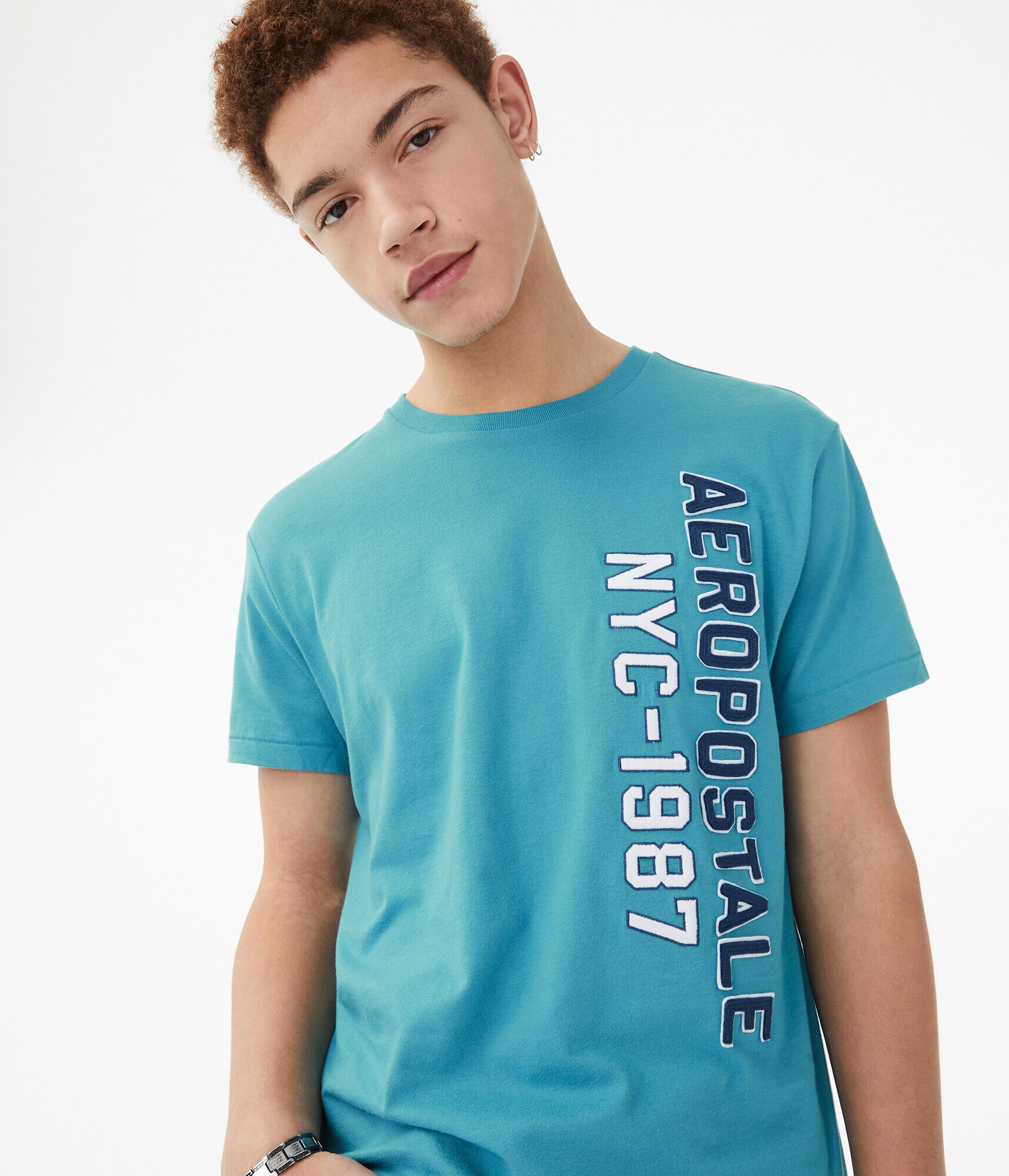 Aeropostale NYC-1987 Logo Appliqu&eacute; Graphic Tee