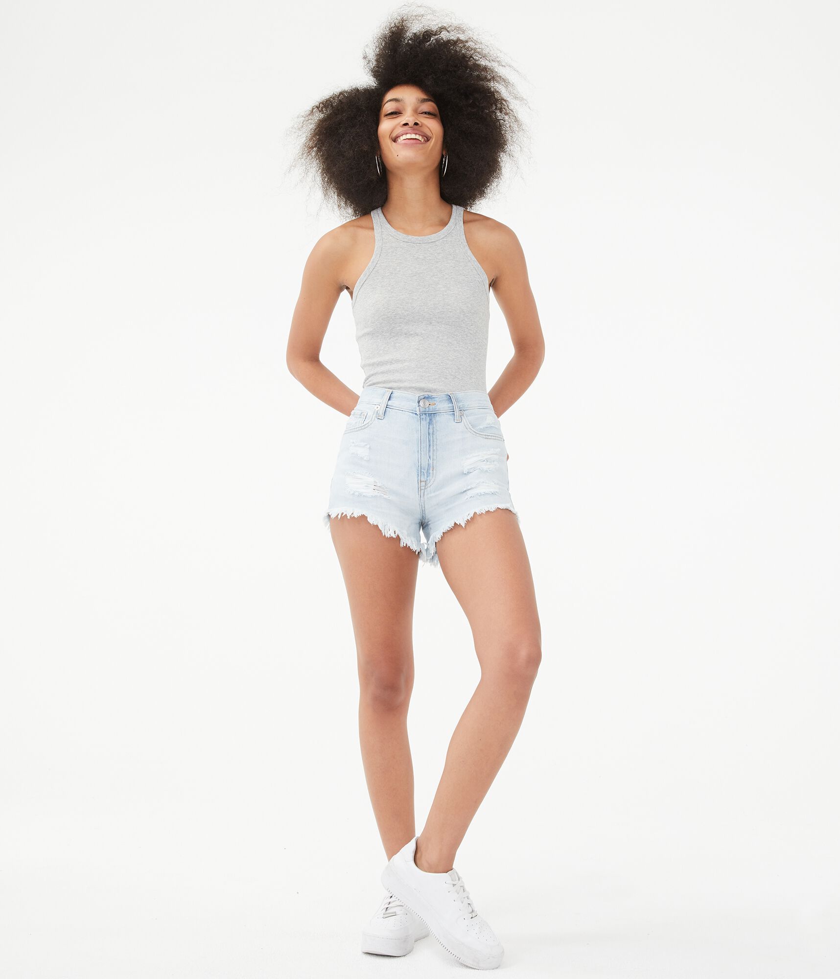 Real Denim High-Rise Shorty Shorts***