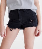 High-Rise Denim Shorty Shorts