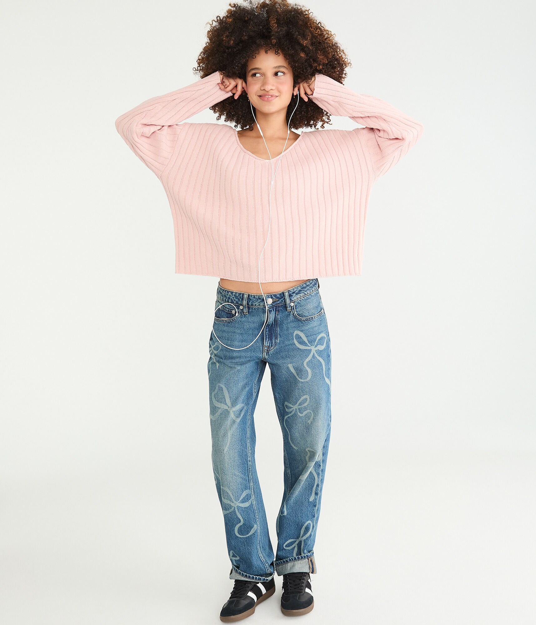 Ribbed V-Neck Sweater