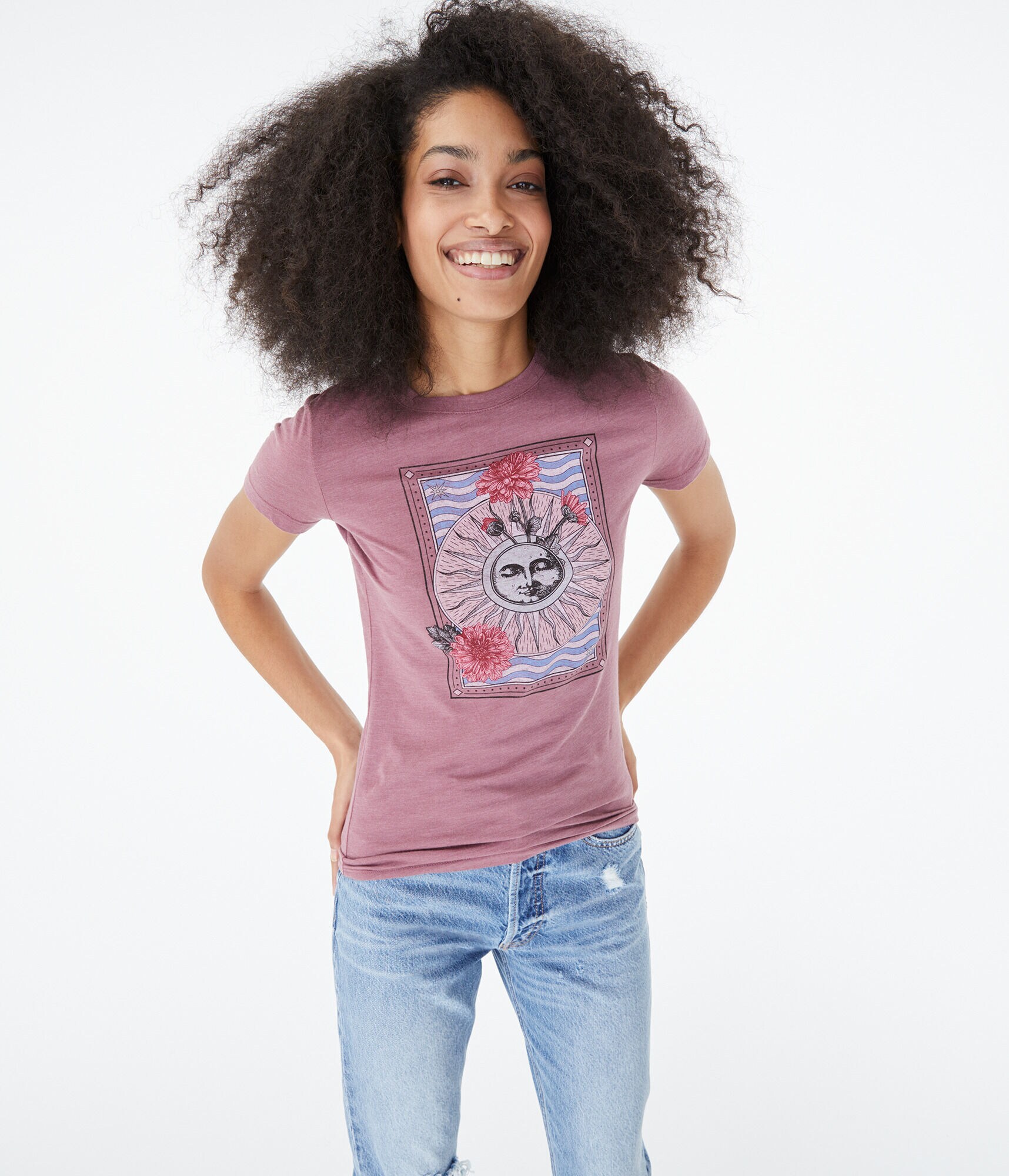 Floral Sun Tarot Card Graphic Tee