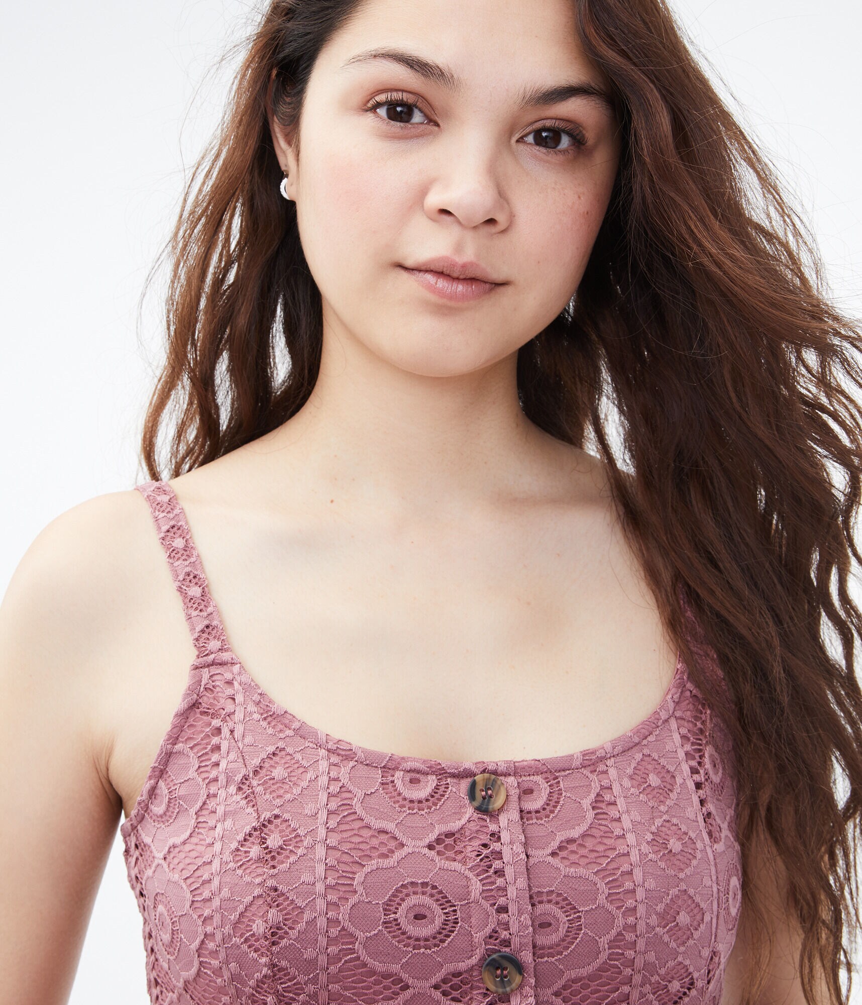 Lace Button-Front Fit &amp; Flare Dress