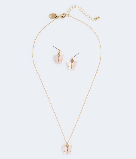 Shimmery Butterfly Necklace & Earring Set Shimmery Butterfly Necklace & Earring Set