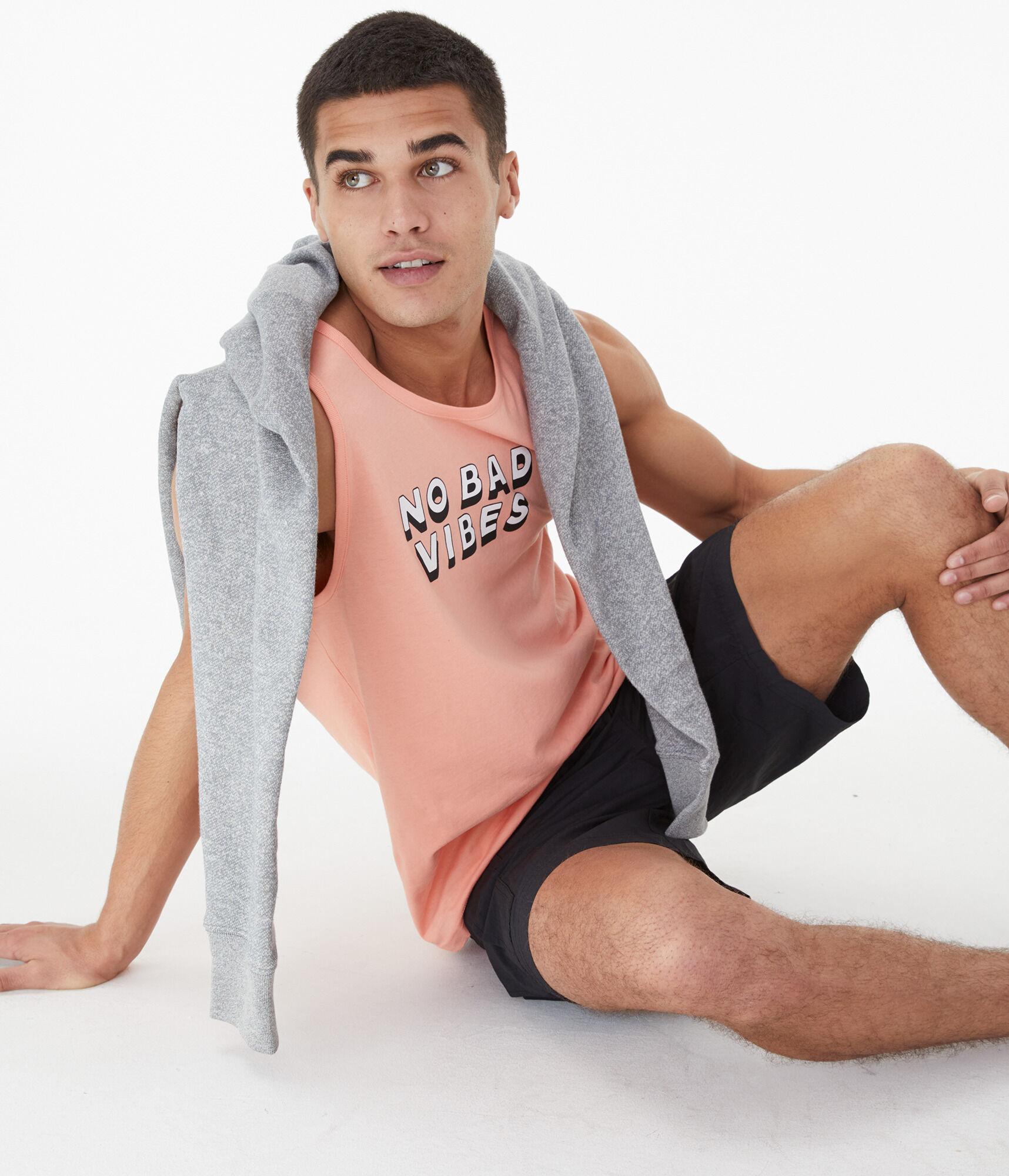 No Bad Vibes Graphic Muscle Tank
