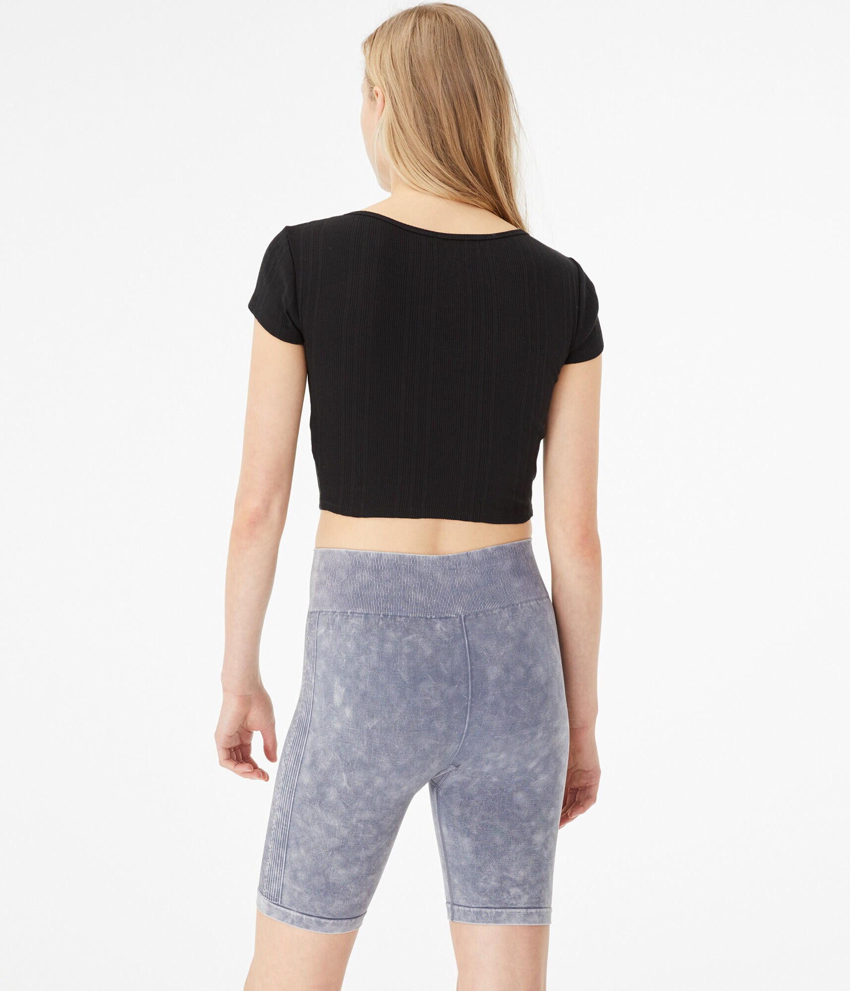 Scoop-Neck Cropped Henley