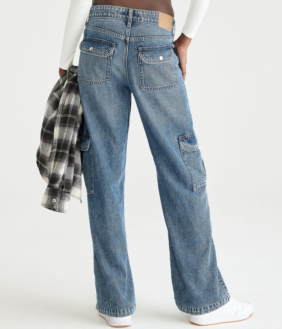 Mid-Rise Wide Leg Utility Cargo Jean