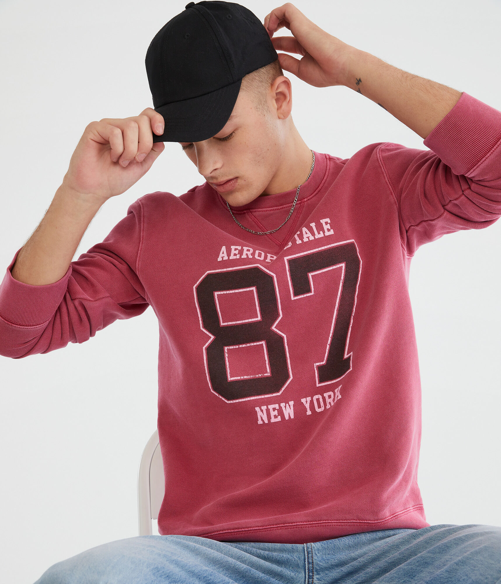 Aeropostale 87 New York Washed Crew Sweatshirt