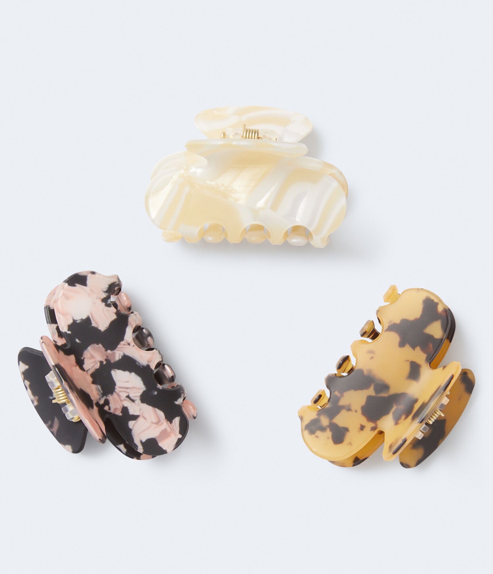 Small Marbled Claw Hair Clip 3-Pack