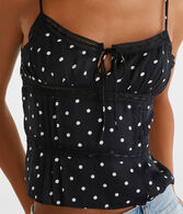 Polka Dot Satin Lace-Trim Cami