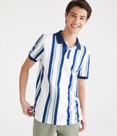 Vertical Stripe Jersey Polo