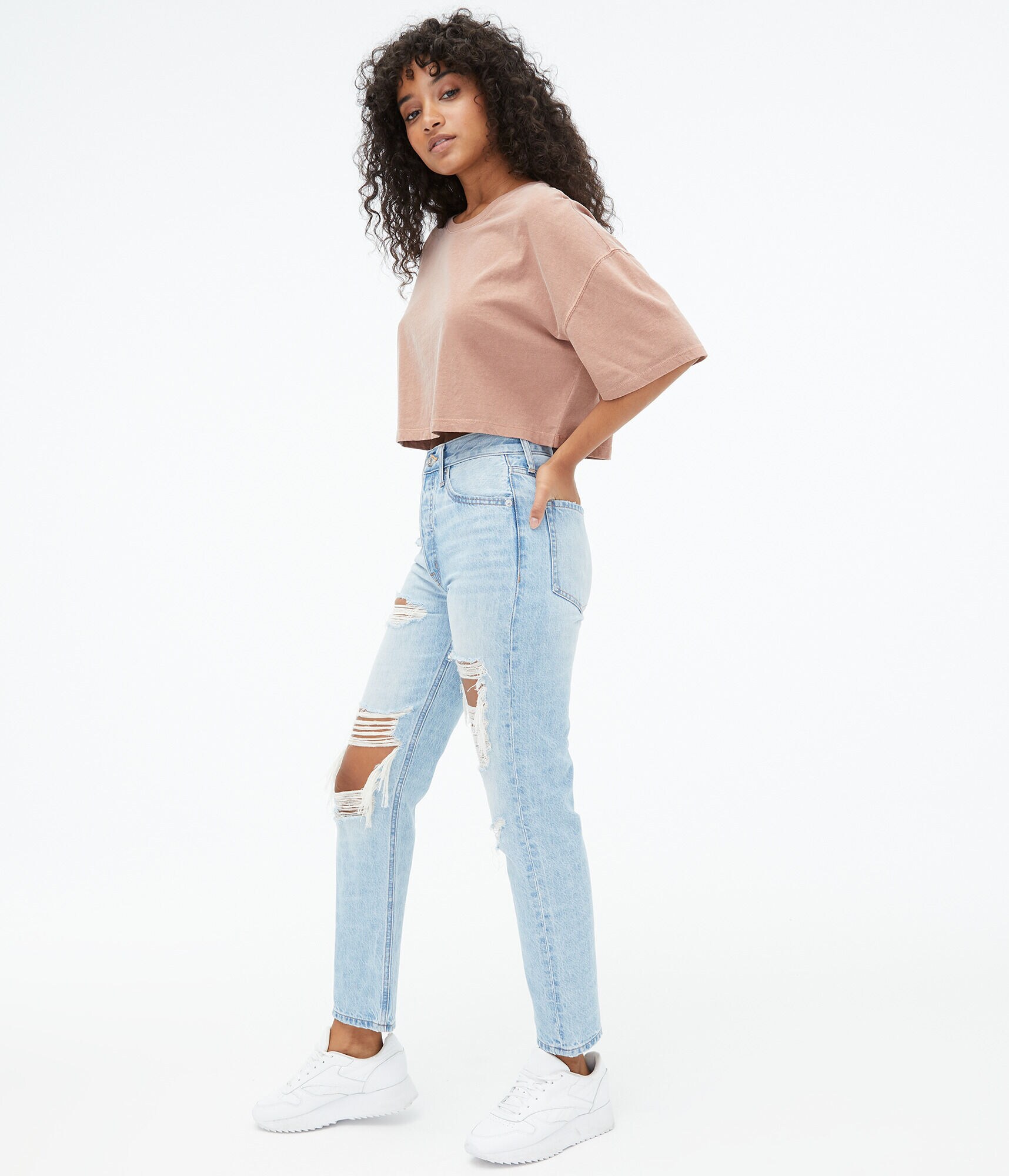 Washed Cropped Boyfriend Crew Tee