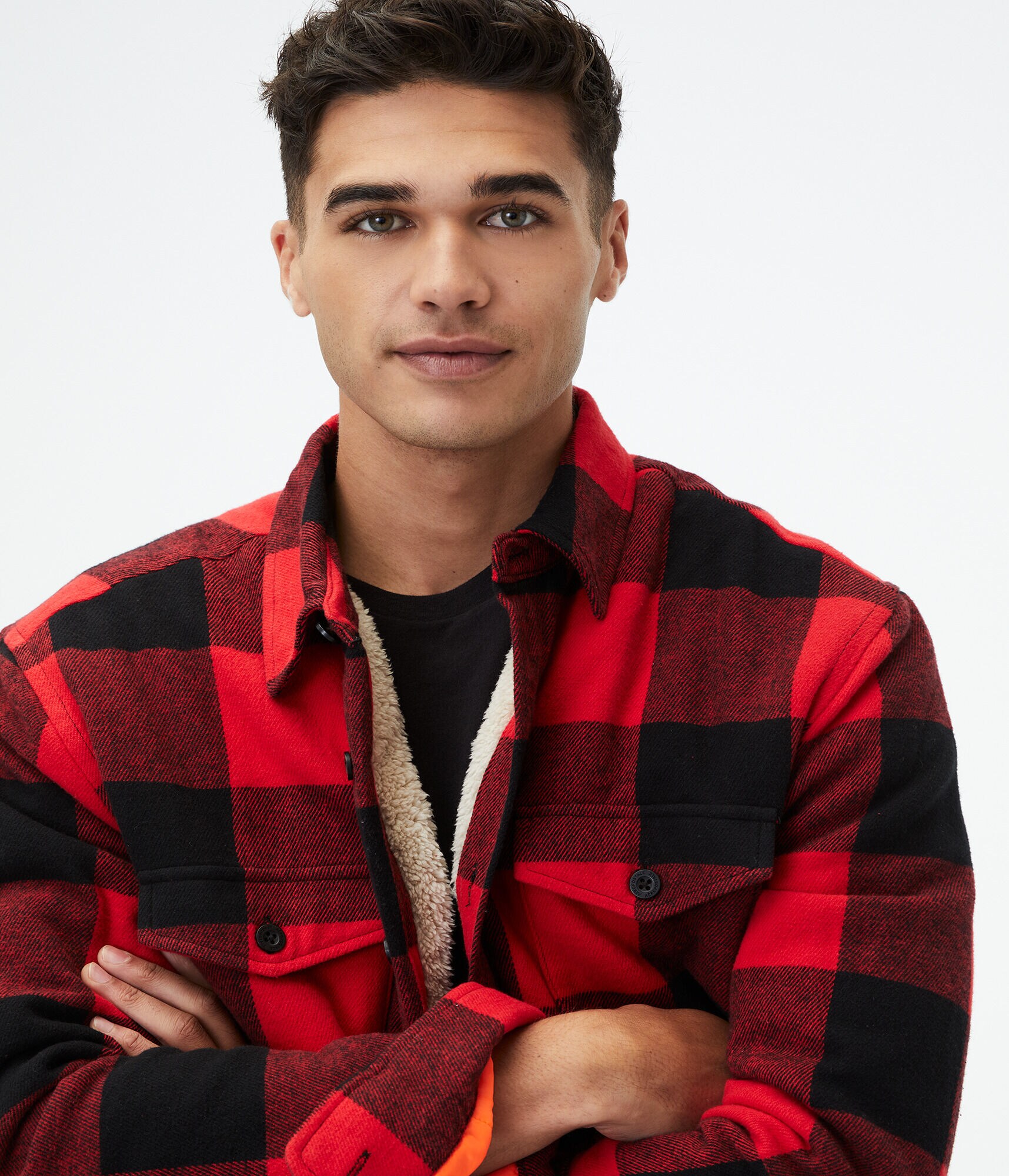 Buffalo Plaid Sherpa-Lined Shacket