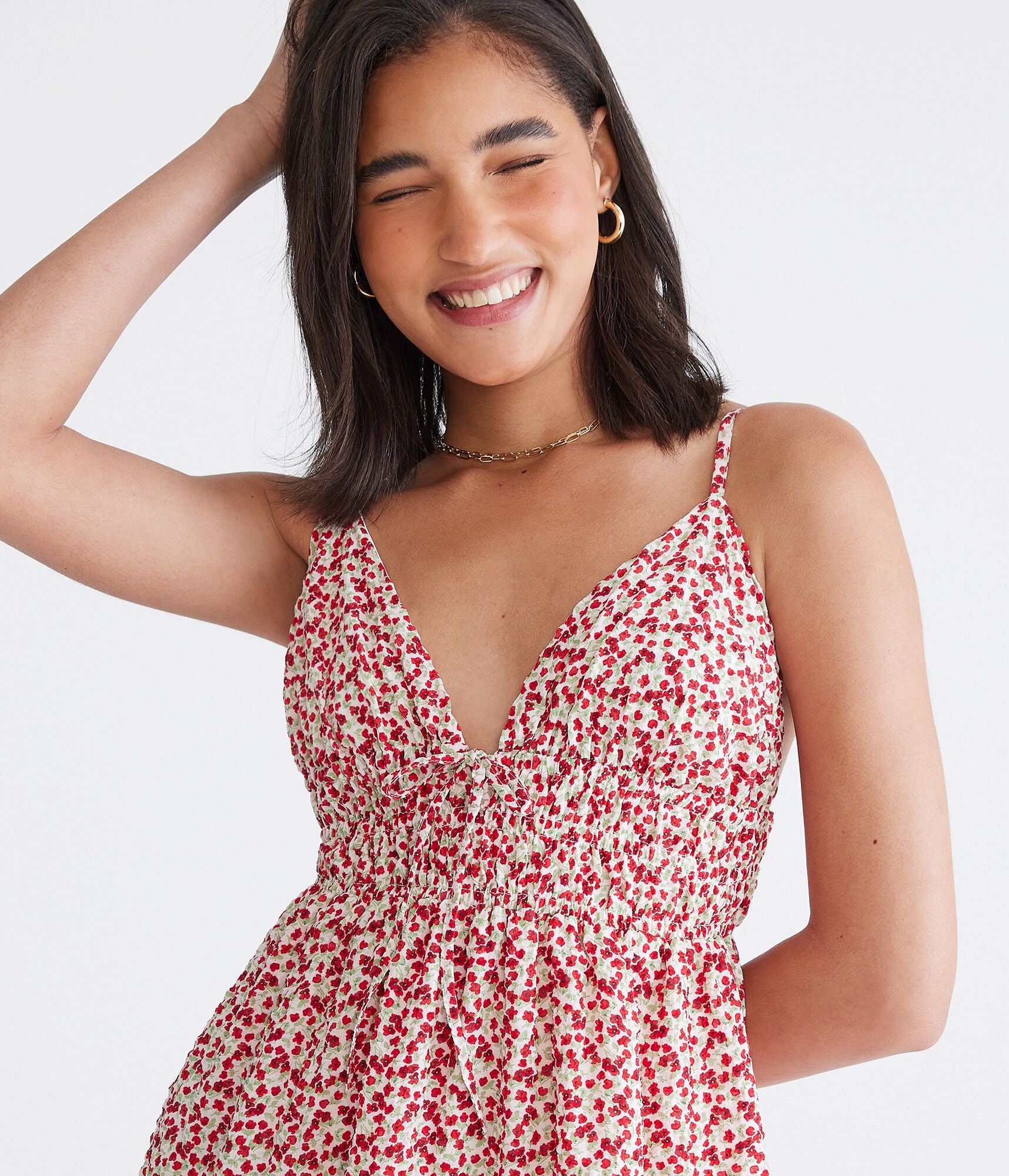 Floral V-Neck Babydoll Dress