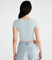 Buttery Soft Washed Cropped Cinch-Front Tee