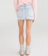 Rhinestone Hearts Low-Rise Denim Mini Skirt