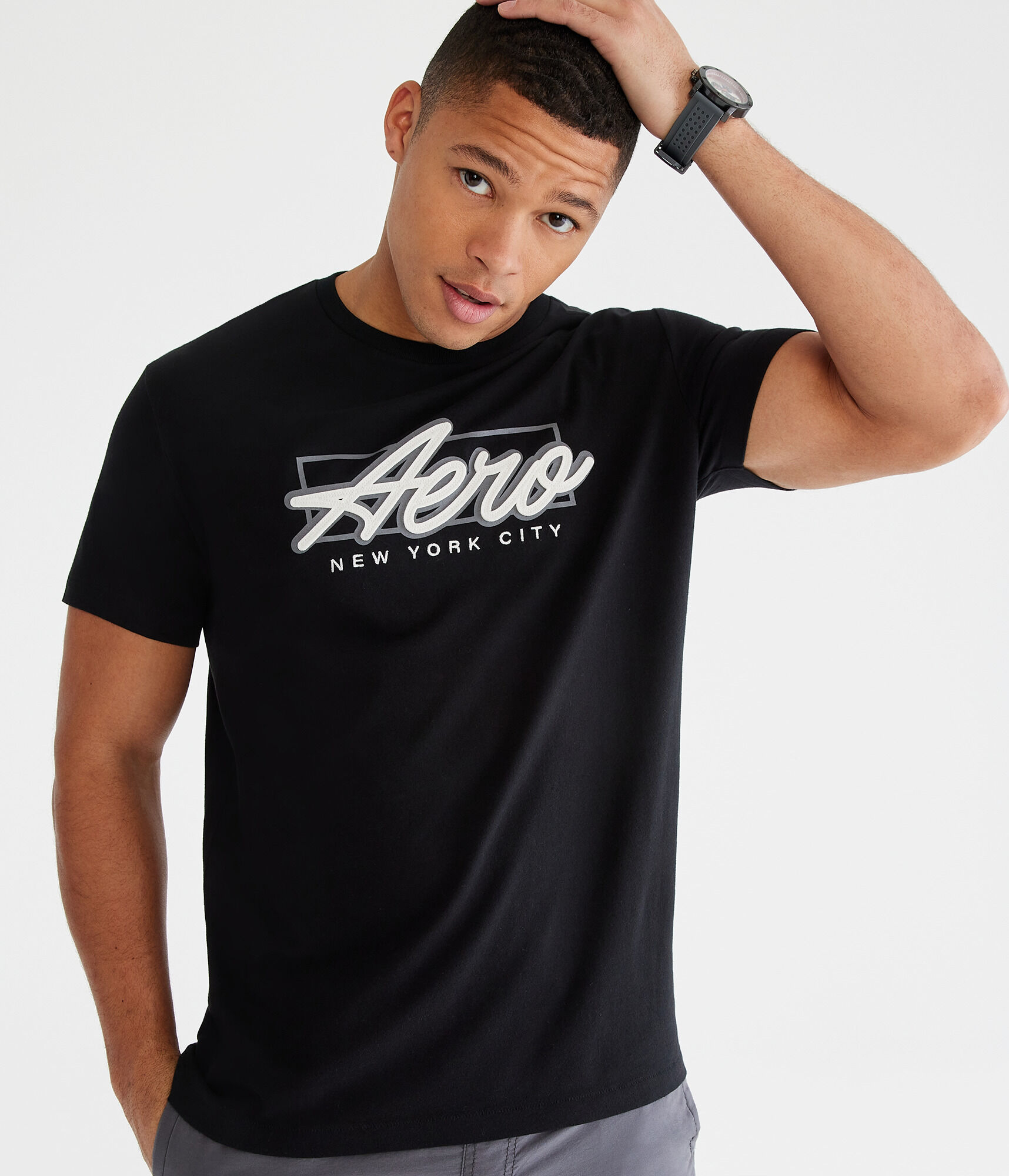 Aero Script Logo Appliqu&eacute; Graphic Tee