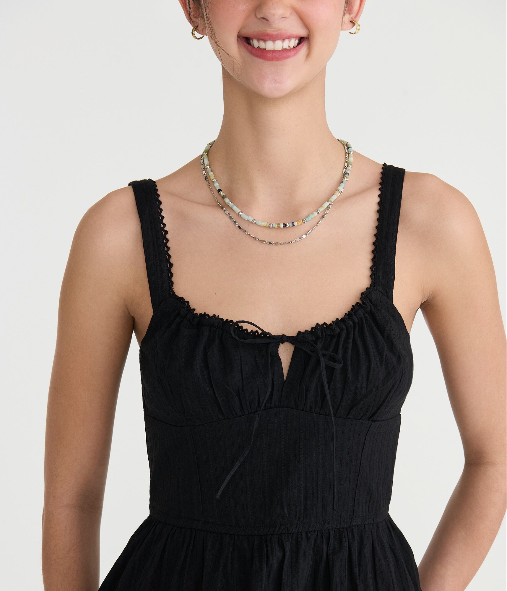 Solid Square-Neck Corset A-Line Mini Dress