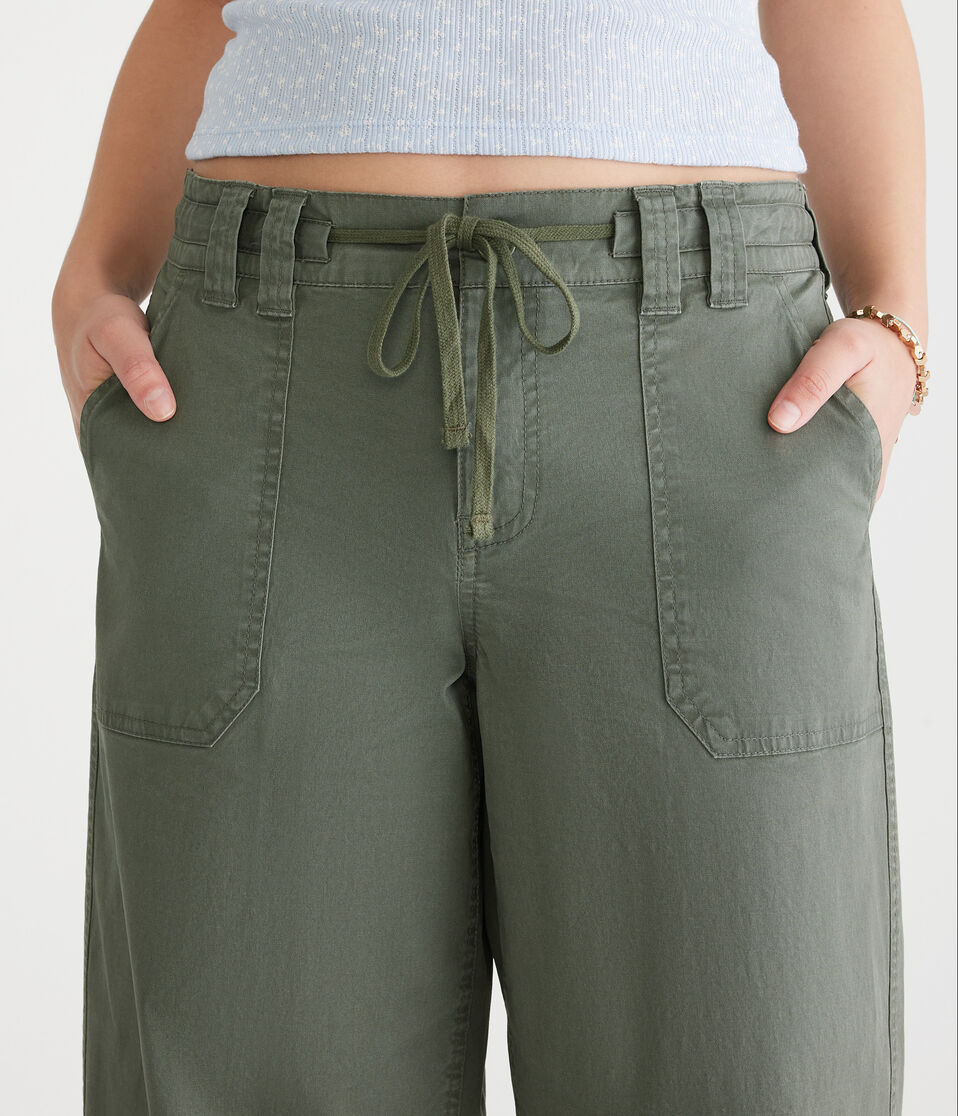 Low-Rise Twill Wide Leg Pants