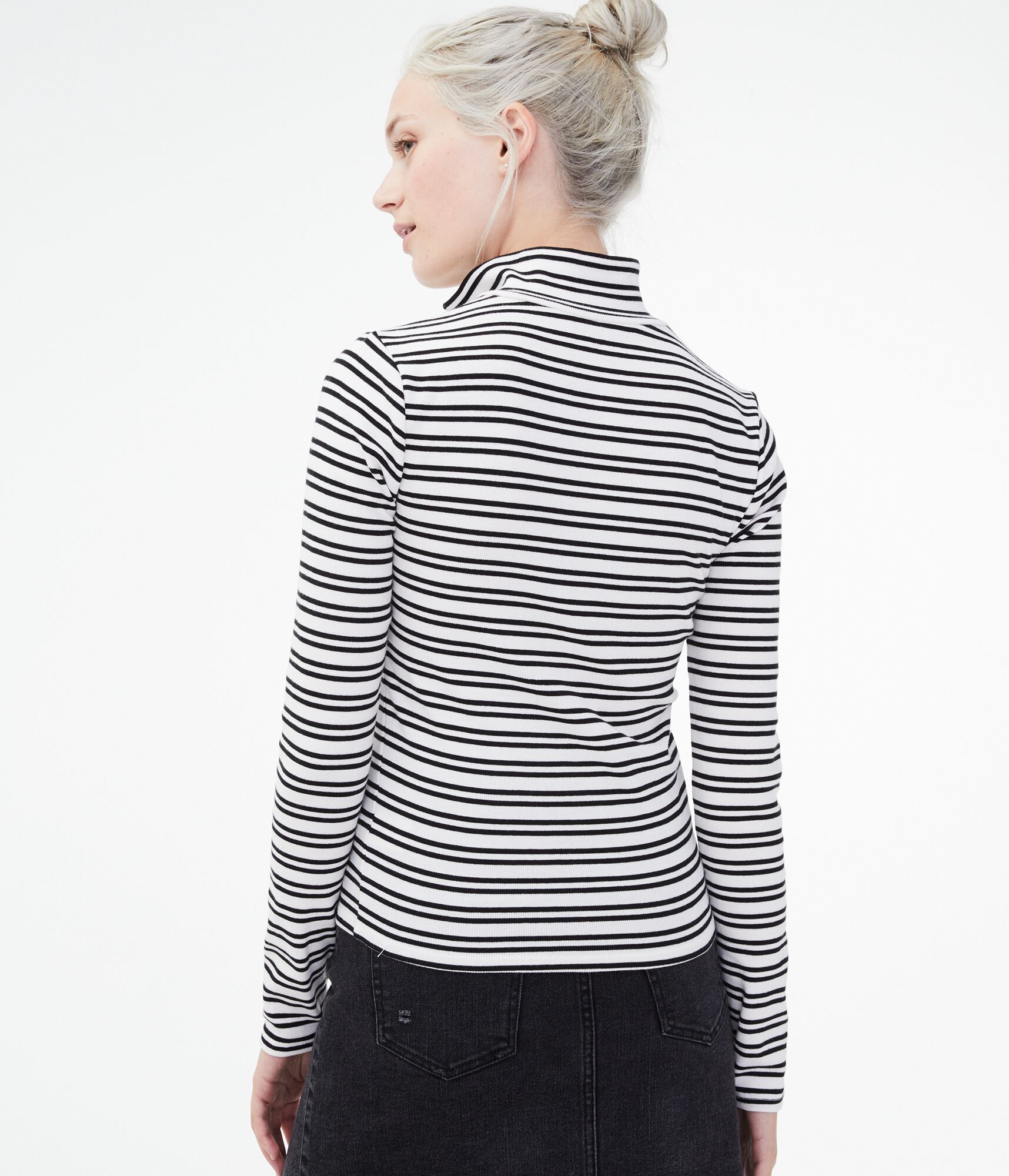Long Sleeve Striped Quarter-Zip Top
