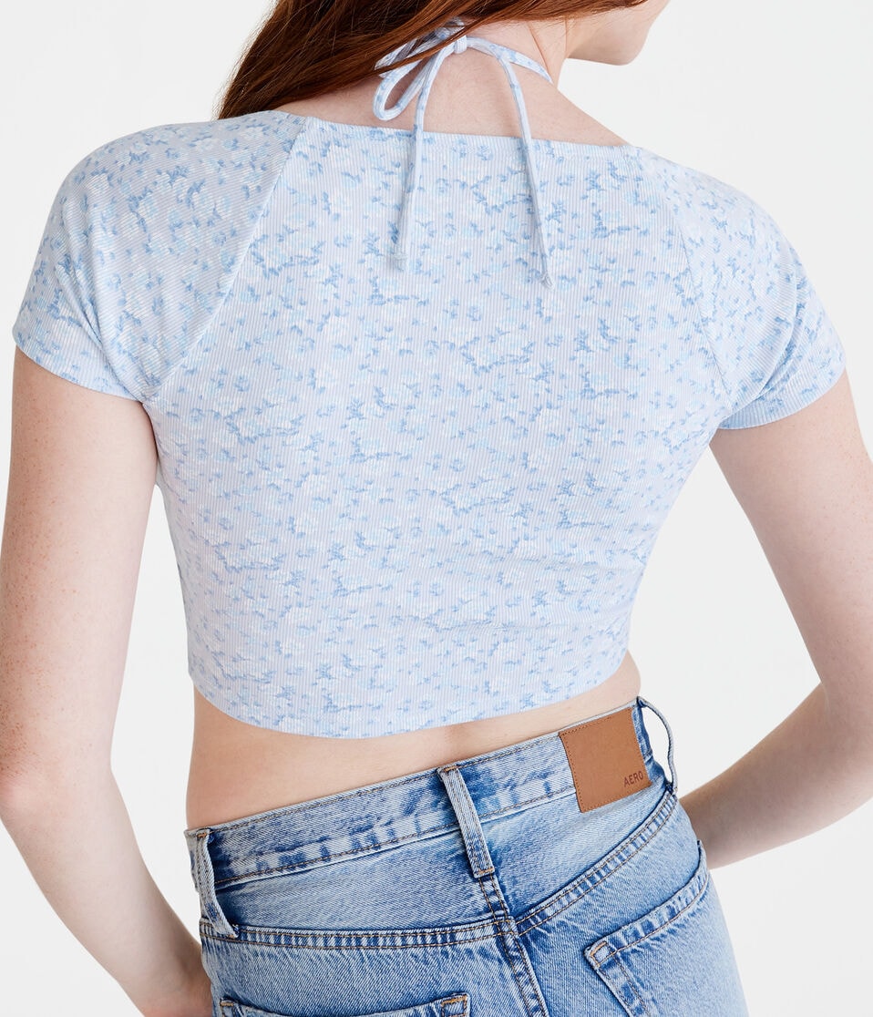 Floral Cutout Convertible Crop Top