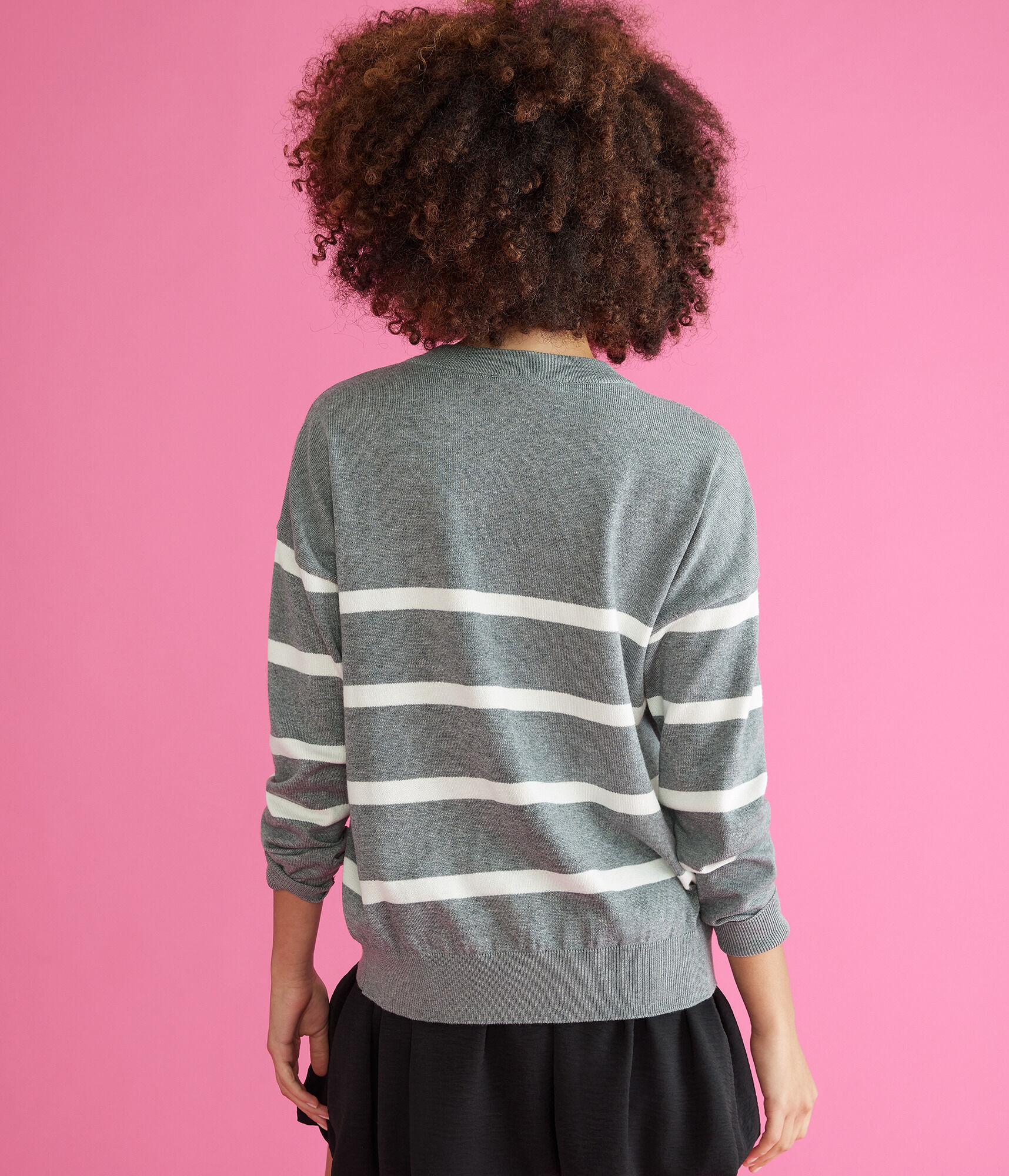 Hello Kitty Striped Oversized Crew Sweater