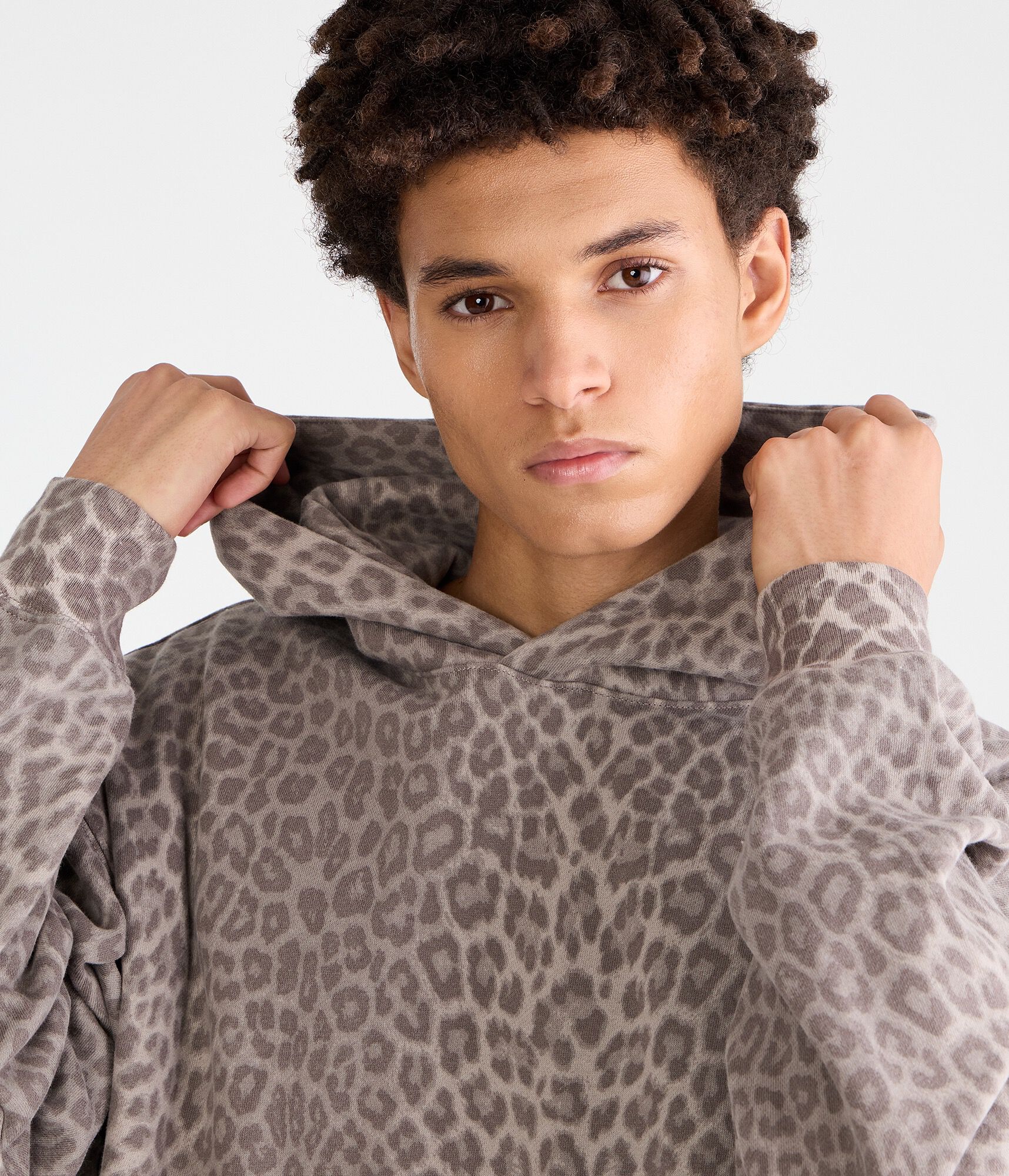 Cloud Soft Leopard Print Boxy Pullover Hoodie