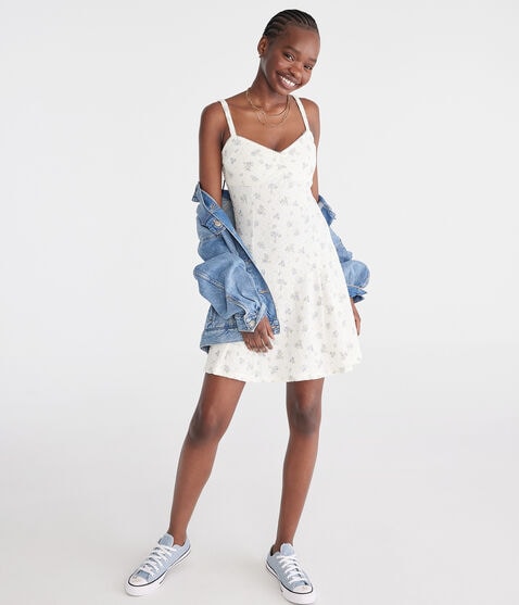 Floral Sweetheart Textured Mini Dress Floral Sweetheart Textured Mini Dress