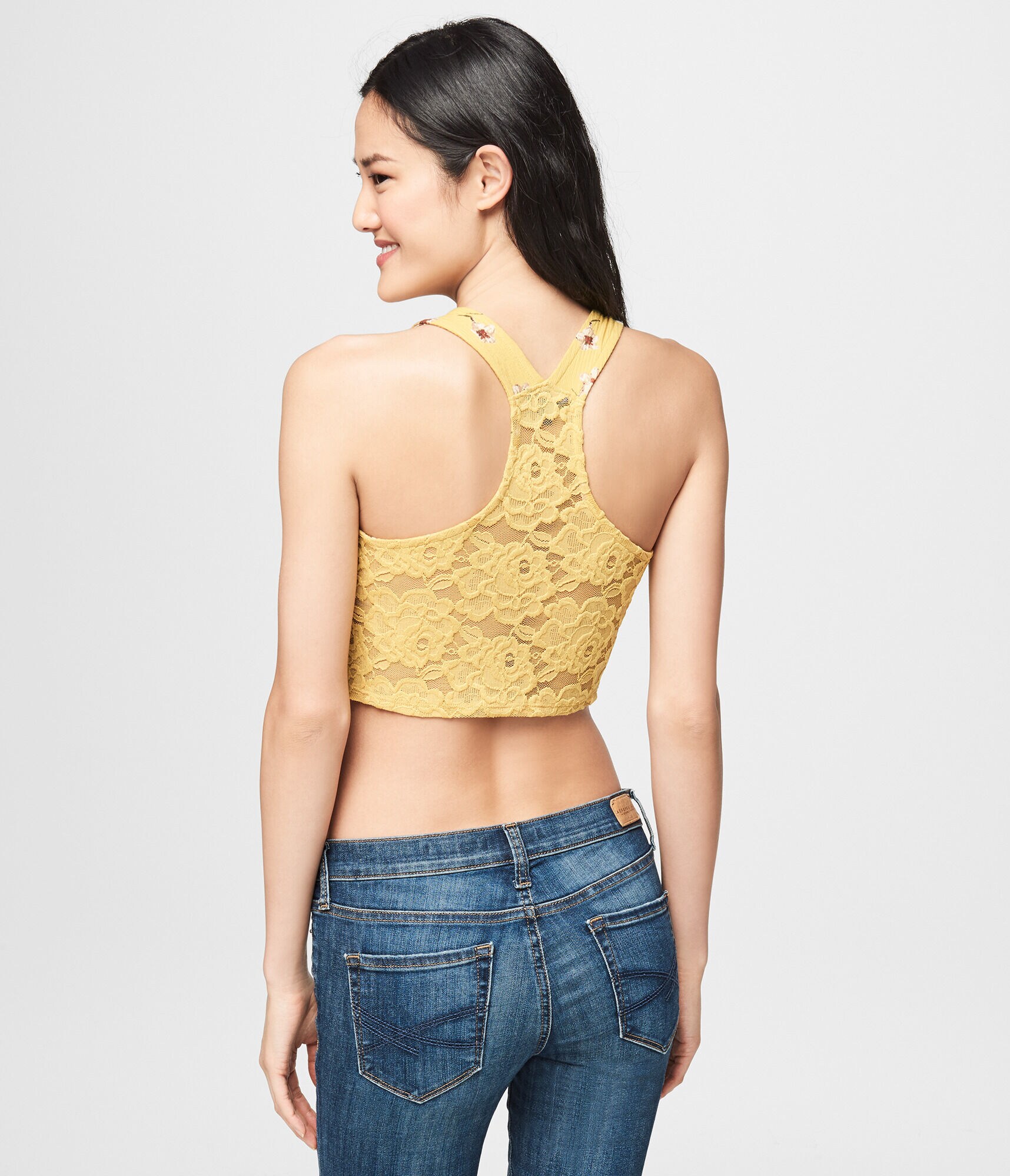 Floral Lace Racerback Bodycon Crop Tank