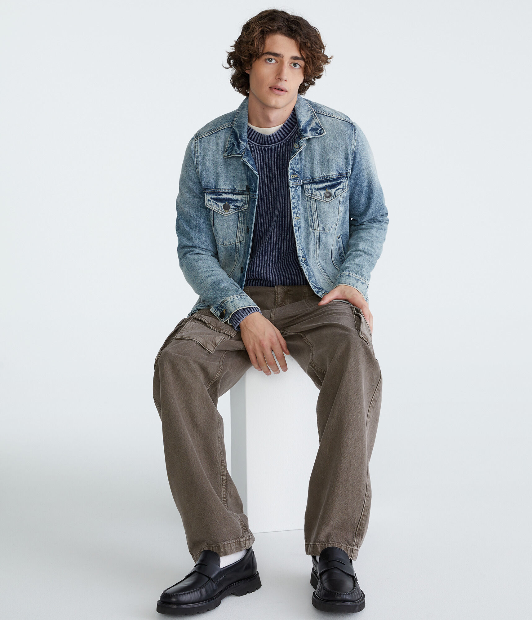 Solid Ribbed Crew Sweater