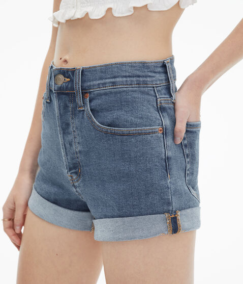 High-Rise Denim Mom Shorts