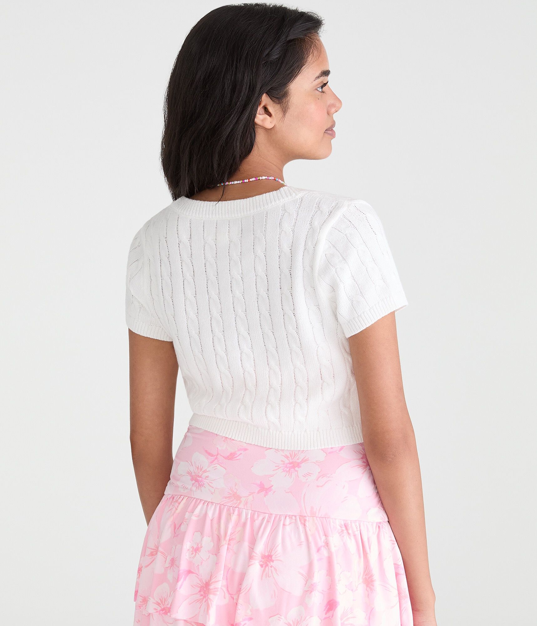 Short Sleeve Tie-Front Sweater Shrug