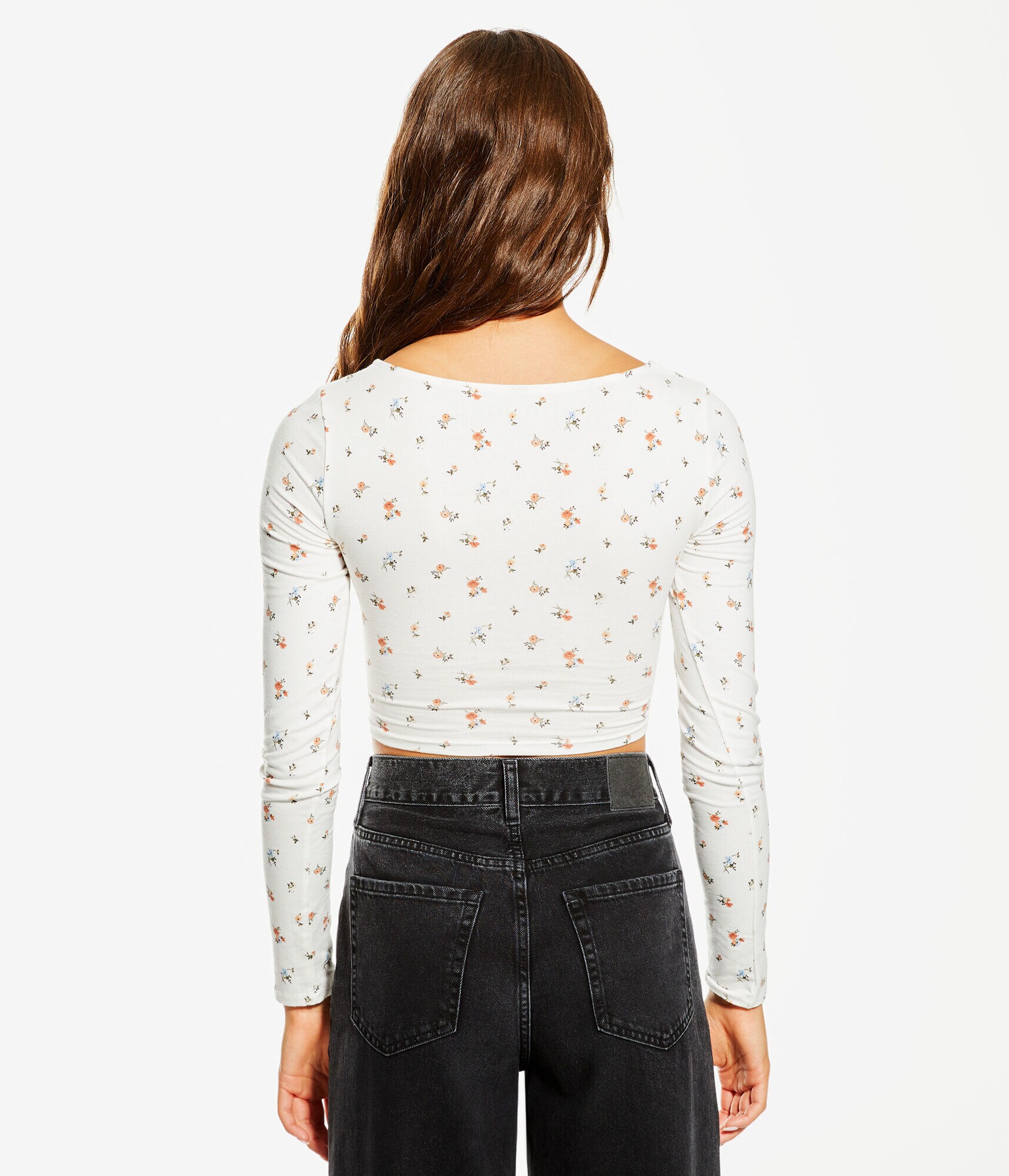Long Sleeve Floral Convertible Cropped Tiny Top