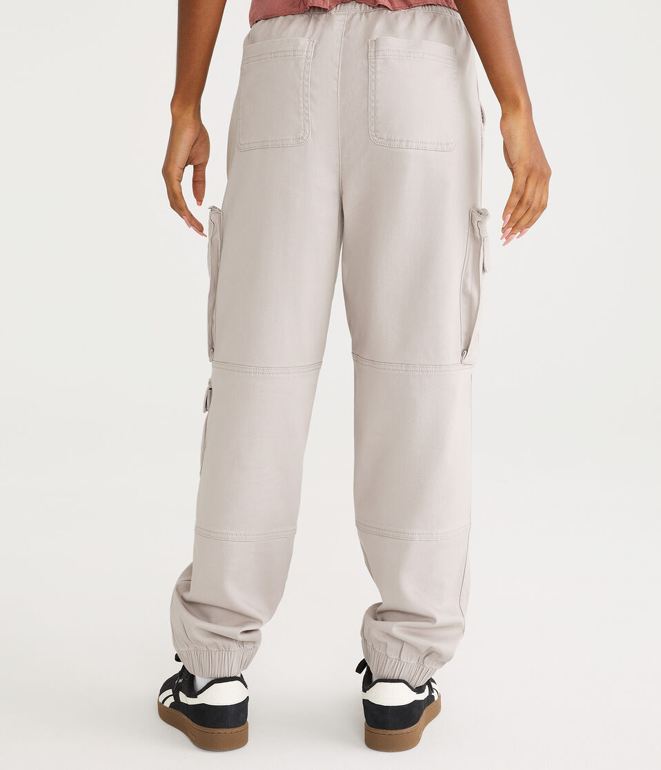 High-Rise Twill Cargo Joggers