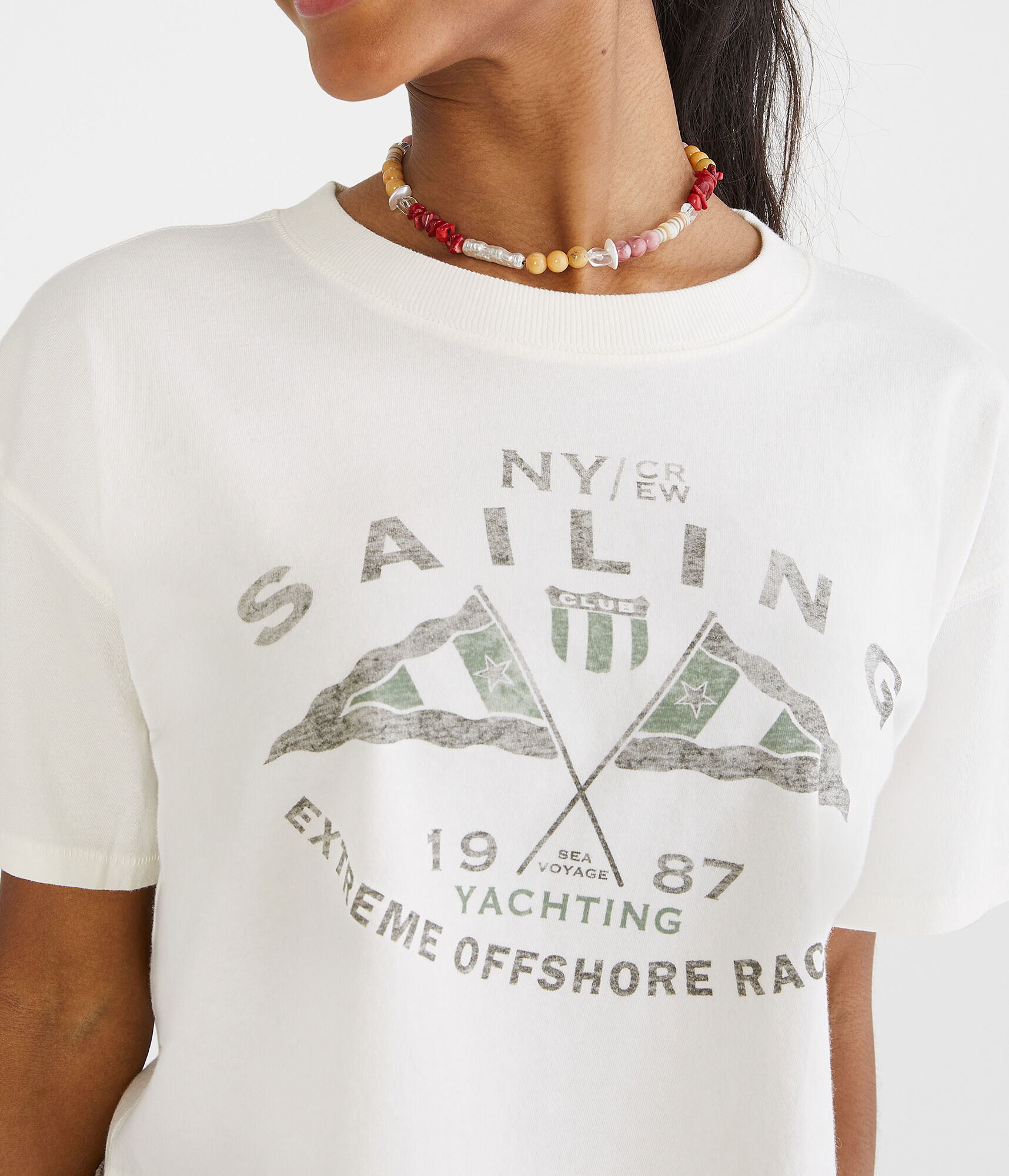 Sailing Club Cropped Boyfriend Graphic Tee