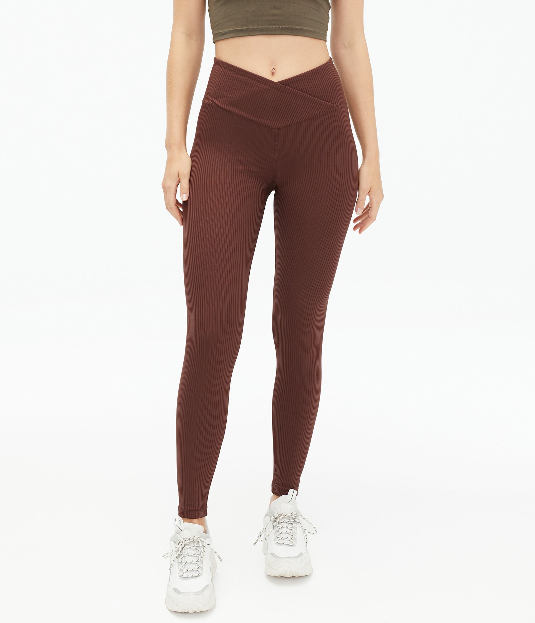 Ribbed High-Rise Crossover Leggings