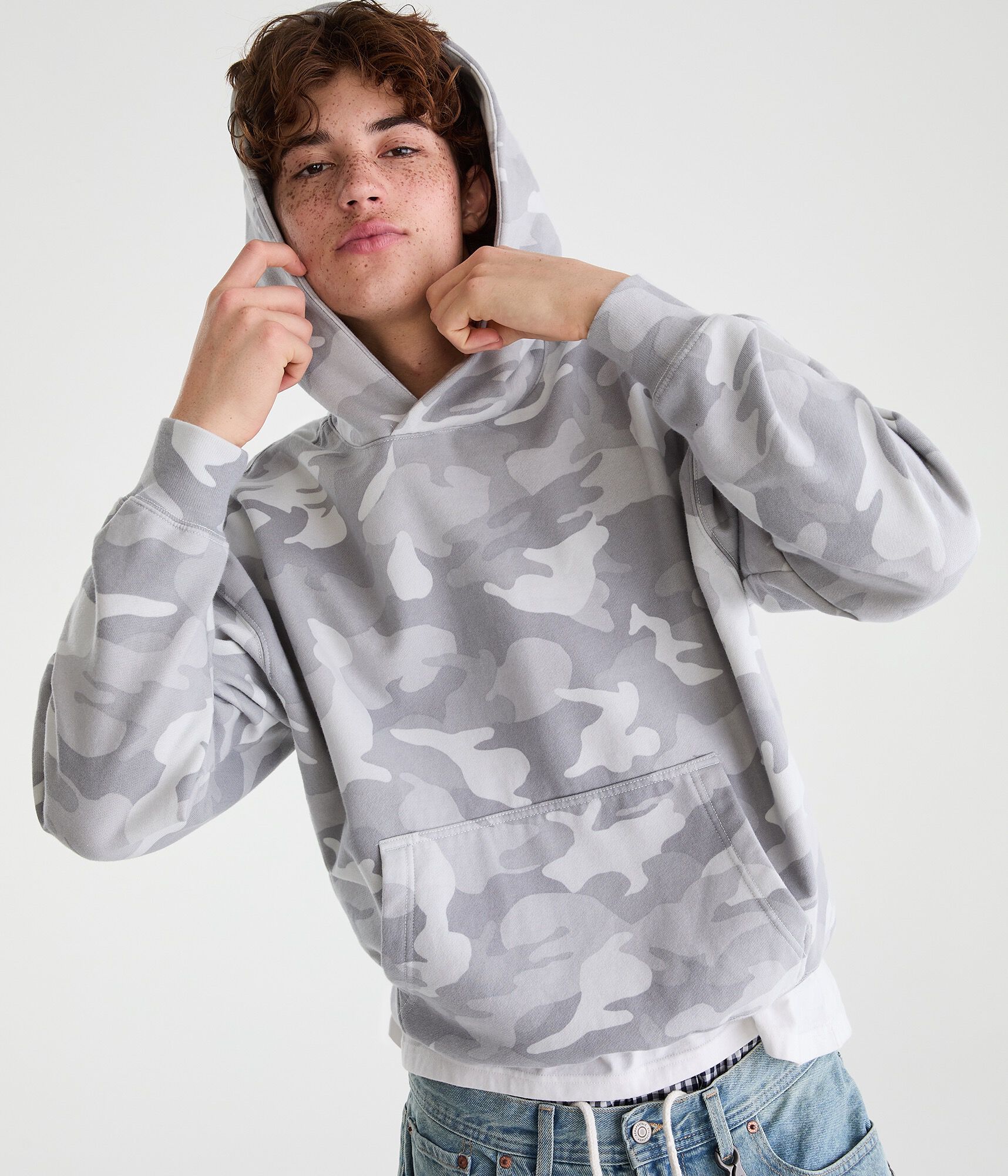 Cloud Soft Camo Boxy Pullover Hoodie