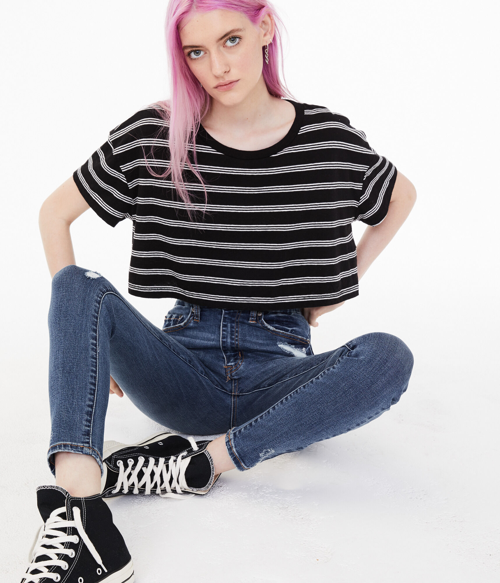 Striped Super-Cropped Tee
