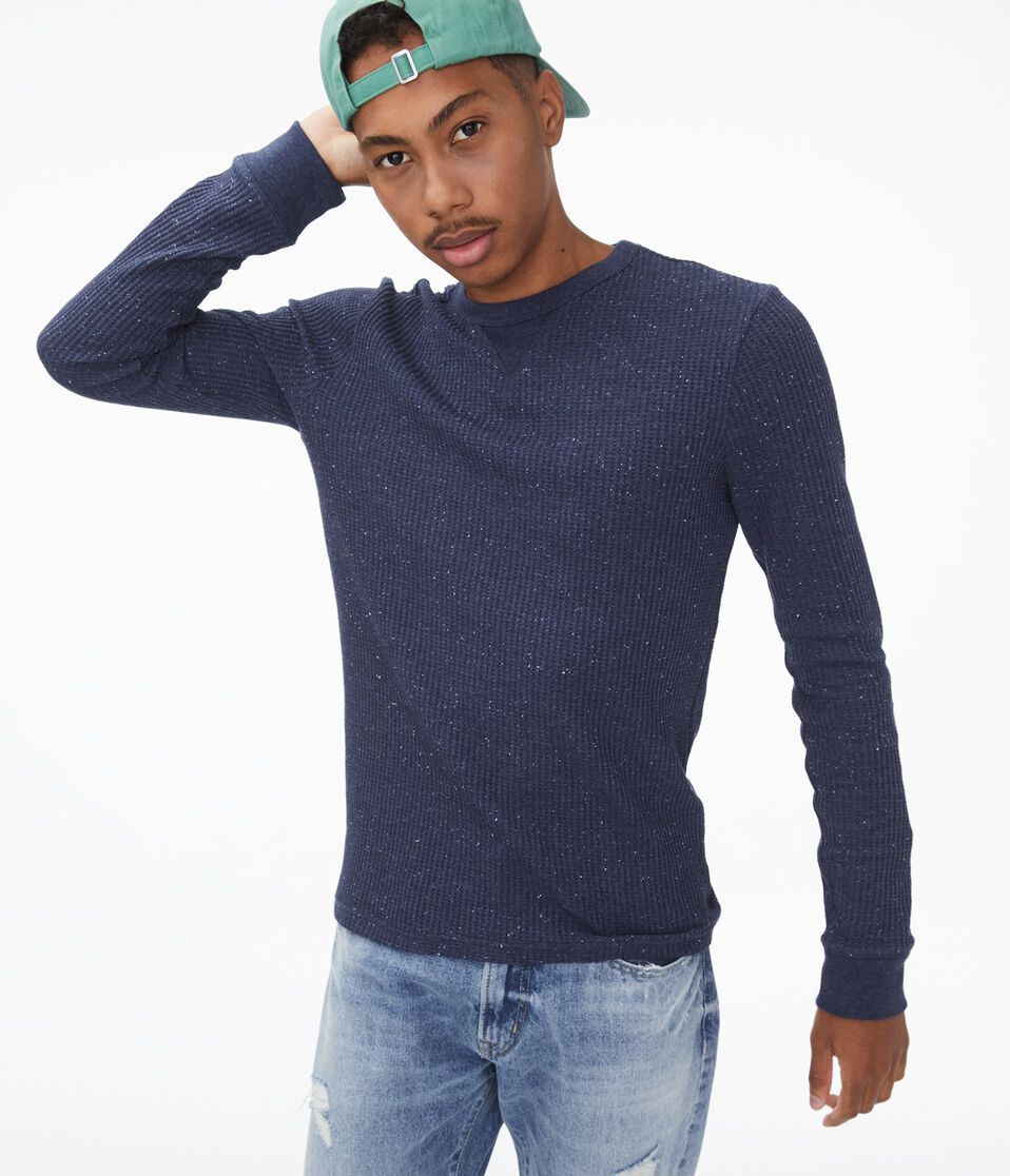 Long Sleeve Solid Crew Neck Thermal Tee